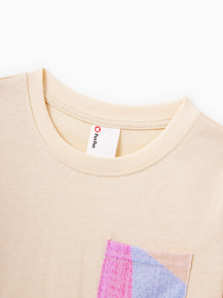 Daddy & Son Outfits Set Colorblock Sleeveless Strappy Dress or Short-sleeve T-shirt Multi-color