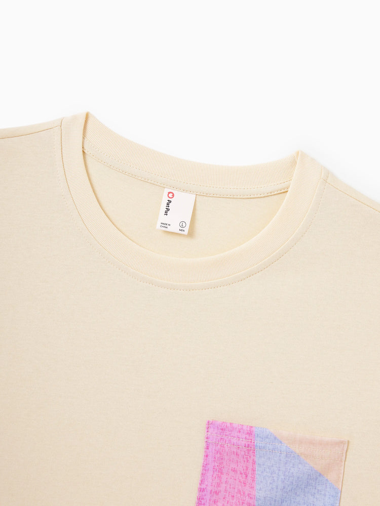 Daddy & Son Outfits Set Colorblock Sleeveless Strappy Dress or Short-sleeve T-shirt Multi-color