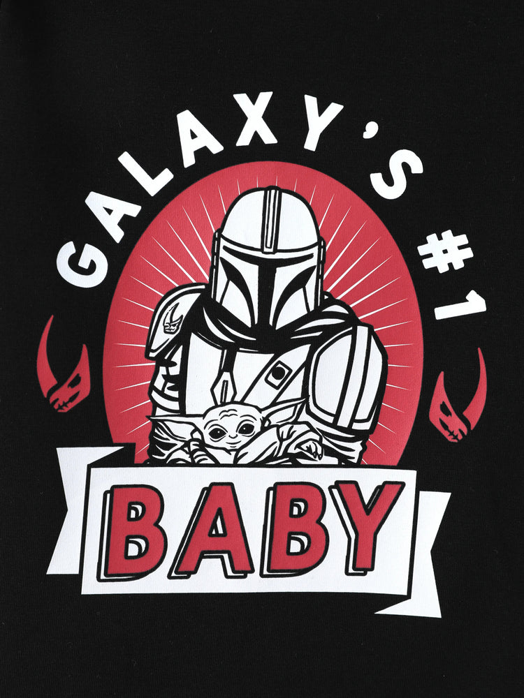 Star Wars Family Matching Grogu Cotton Character Print T-shirts Black