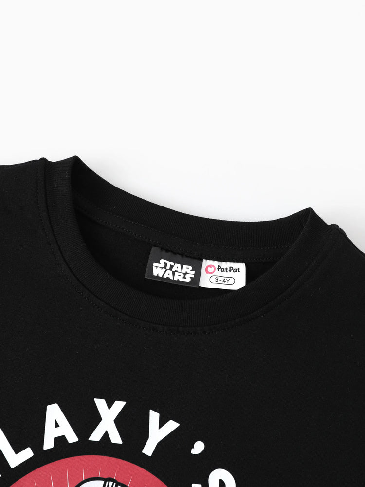 Star Wars Family Matching Grogu Cotton Character Print T-shirts Black