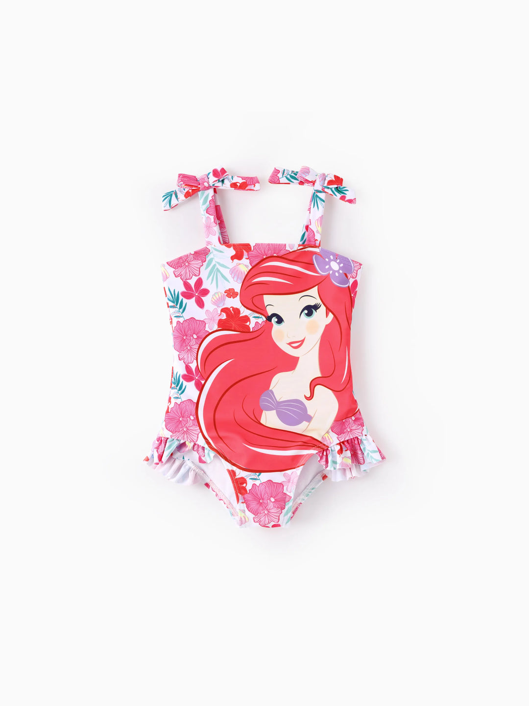 Disney Princess Baby/Toddler Girl Ariel UPF50+ Bow-tie Straps Ruffled Swimsuit Multi Color