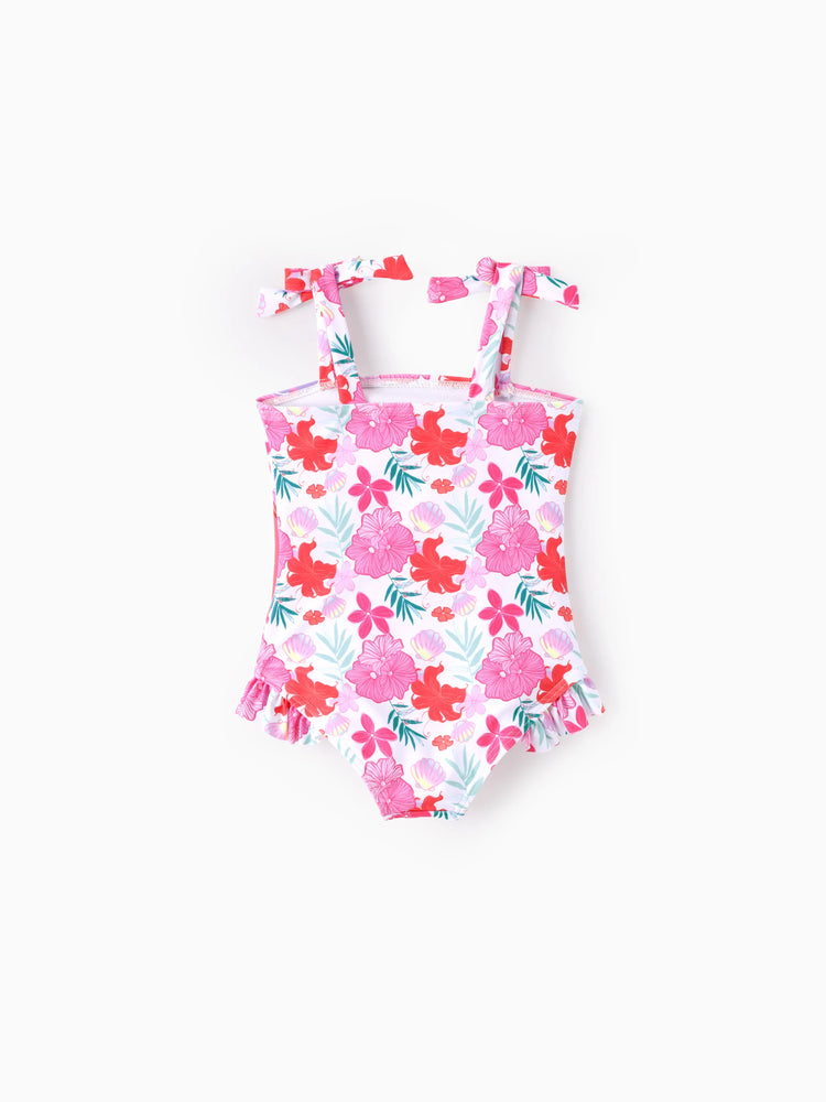 Disney Princess Baby/Toddler Girl 1pc Ariel Bow-tie Straps Ruffled Swimsuit Multi Color