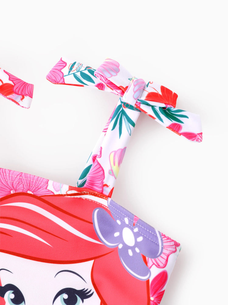 Disney Princess Baby/Toddler Girl 1pc Ariel Bow-tie Straps Ruffled Swimsuit Multi Color