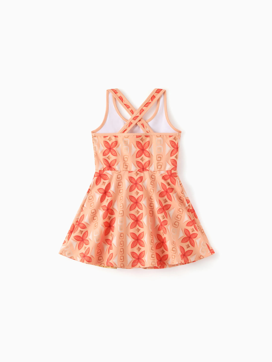 Vestido deportivo a juego para familia Disney Princesa Moana con pantalones cortos incorporados y bolsillos / Camiseta de algodón Naranja