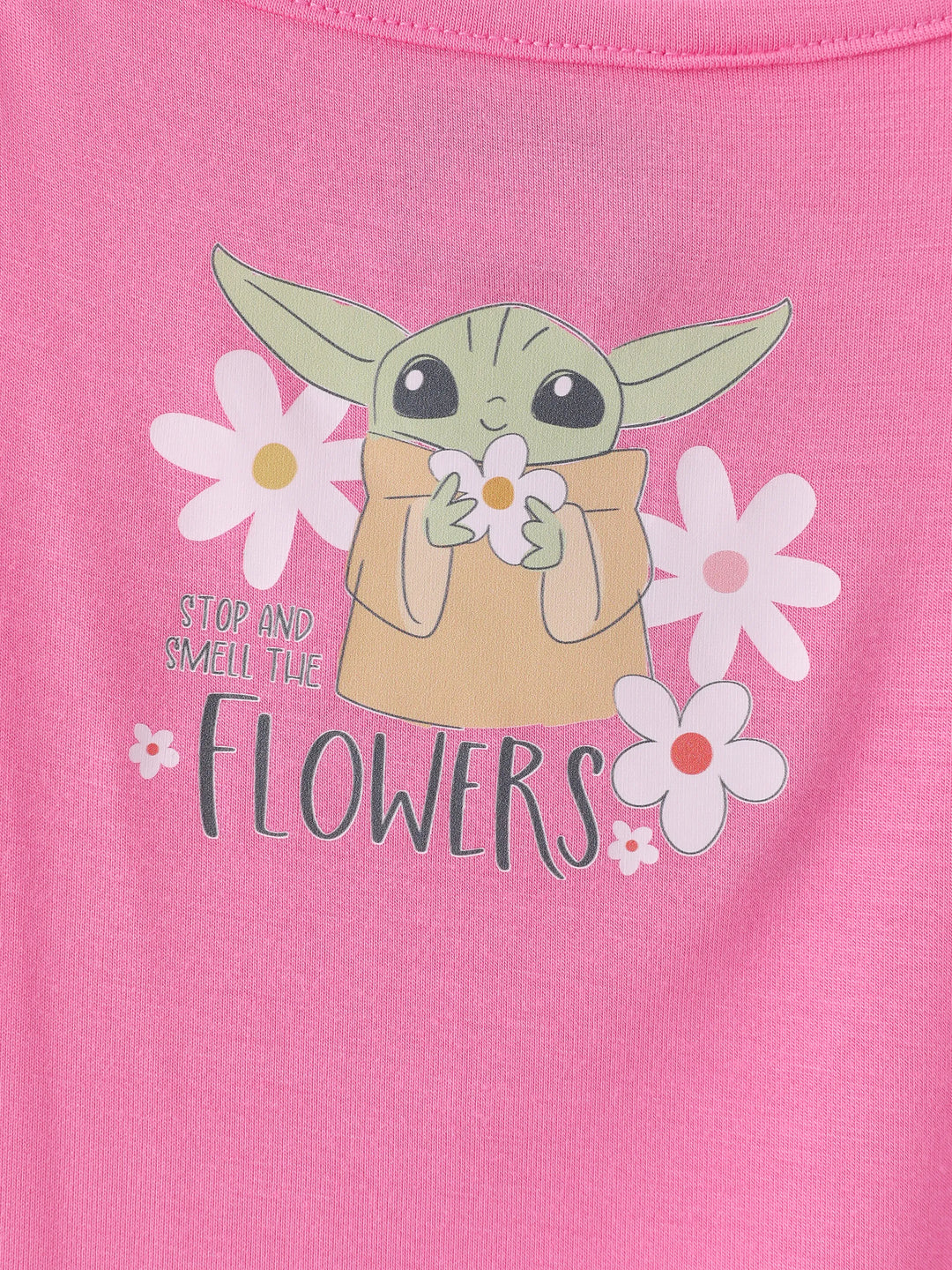 Star Wars Baby Girl Grogu Smocked Bodice Allover Print Dress/Bodysuit Hot Pink