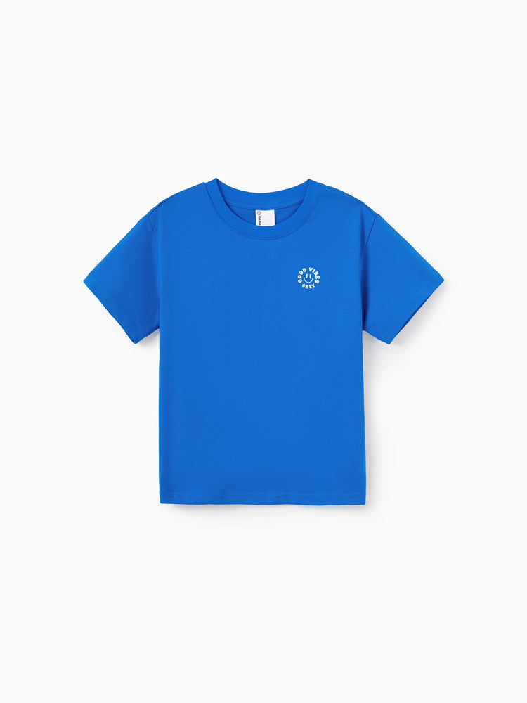 Family Matching Outfits Set Floral Sleeveless Dress or Short-sleeve T-shirt Blue