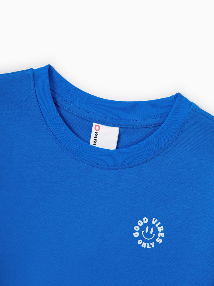 Daddy & Son Outfits Set Floral Sleeveless Dress or Short-sleeve T-shirt Blue