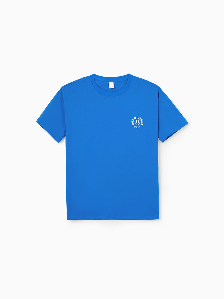 Family Matching Outfits Set Floral Sleeveless Dress or Short-sleeve T-shirt Blue