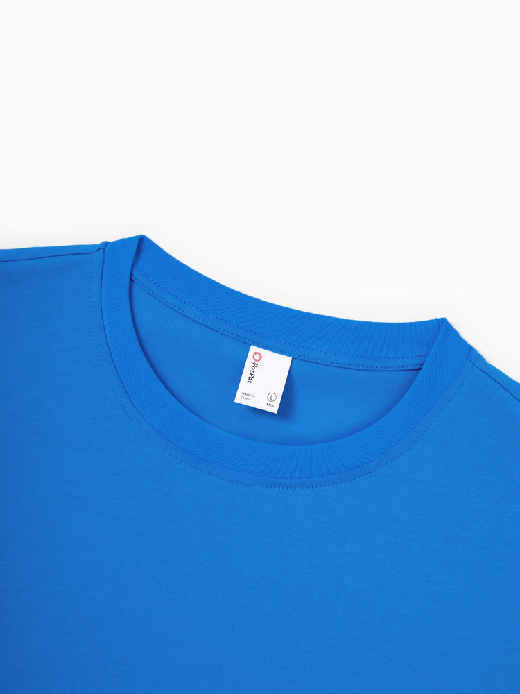 Family Matching Outfits Set Floral Sleeveless Dress or Short-sleeve T-shirt Blue