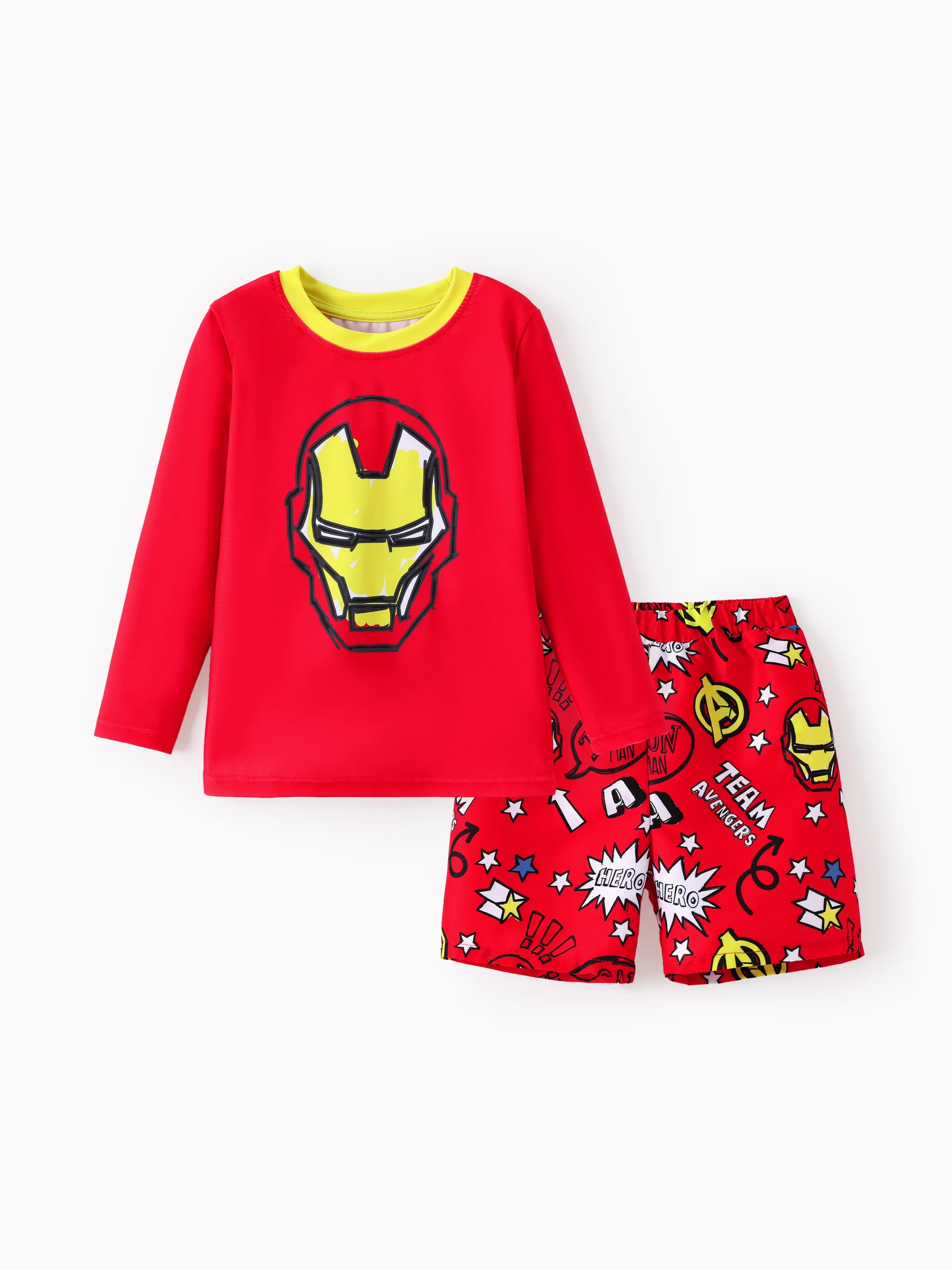 Marvel Captain America UPF 50 Swimsuit Set Marvel Captain America all over print UPF 50 two piece swimsuit set for toddler boys in red