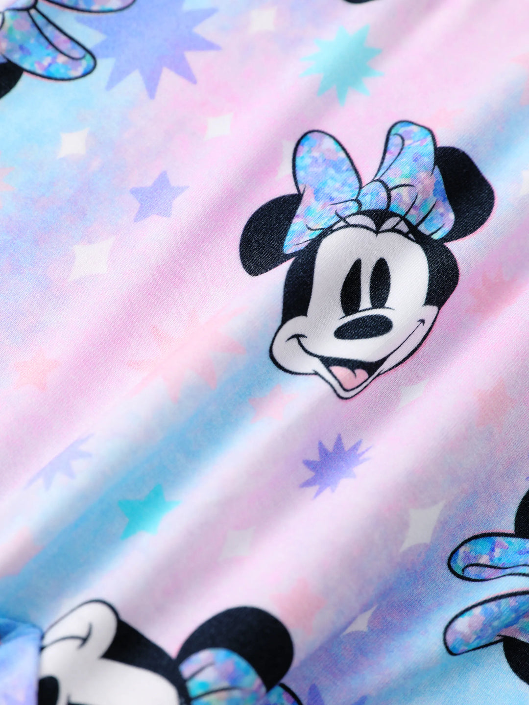 Body en bambou Disney Mickey et ses amis pour bébé fille Minnie imprimé Fermeture éclair 2 voies Antidérapant Manches longues Rose violet