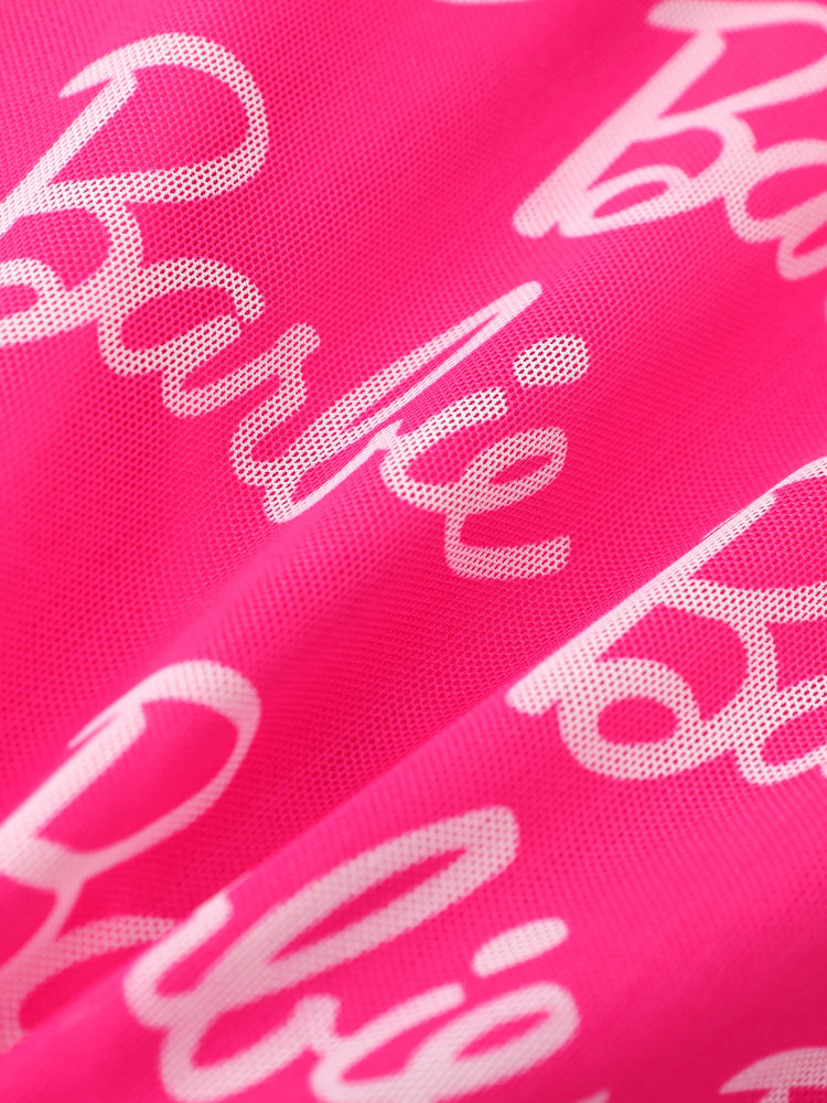 Barbie Mommy and Me Sleeveless Allover Print Strappy Dresses Hot Pink