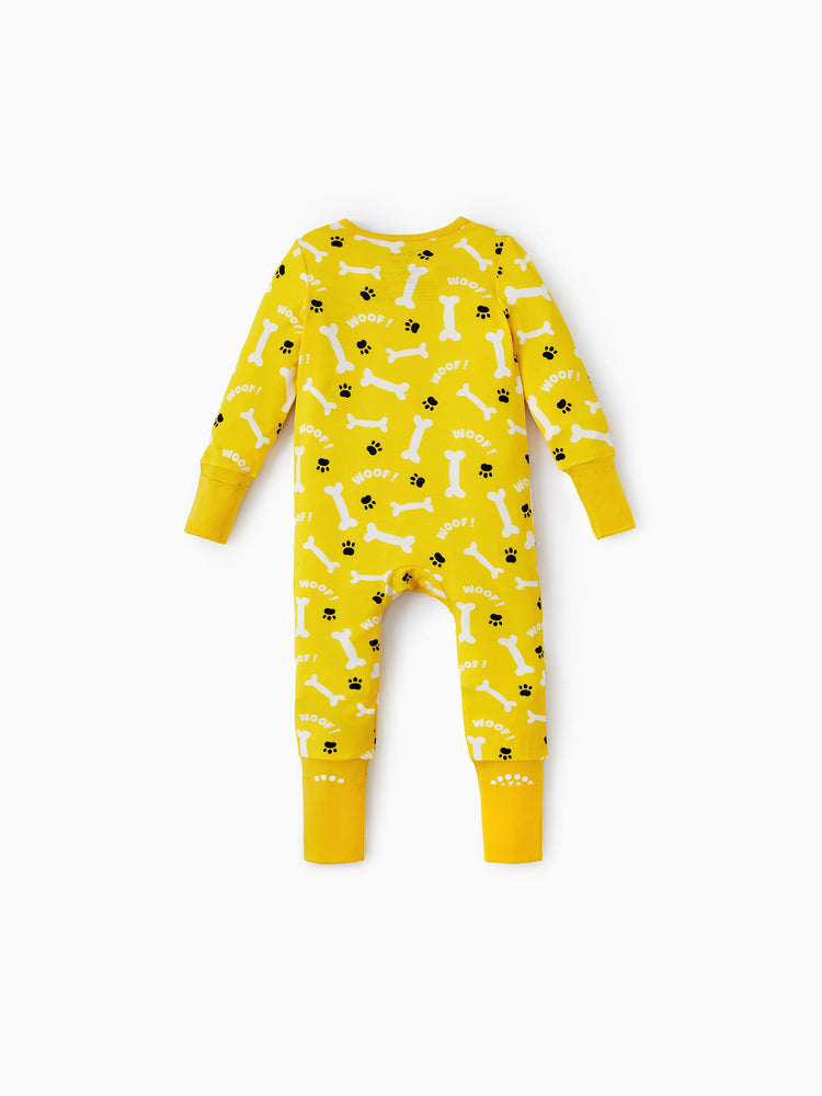 Bamboo Baby Boy/Girl 2-Pack Natural Animal or Plant Long Sleeve Romper 2-Way Zip Anti Slip Footie Yellow