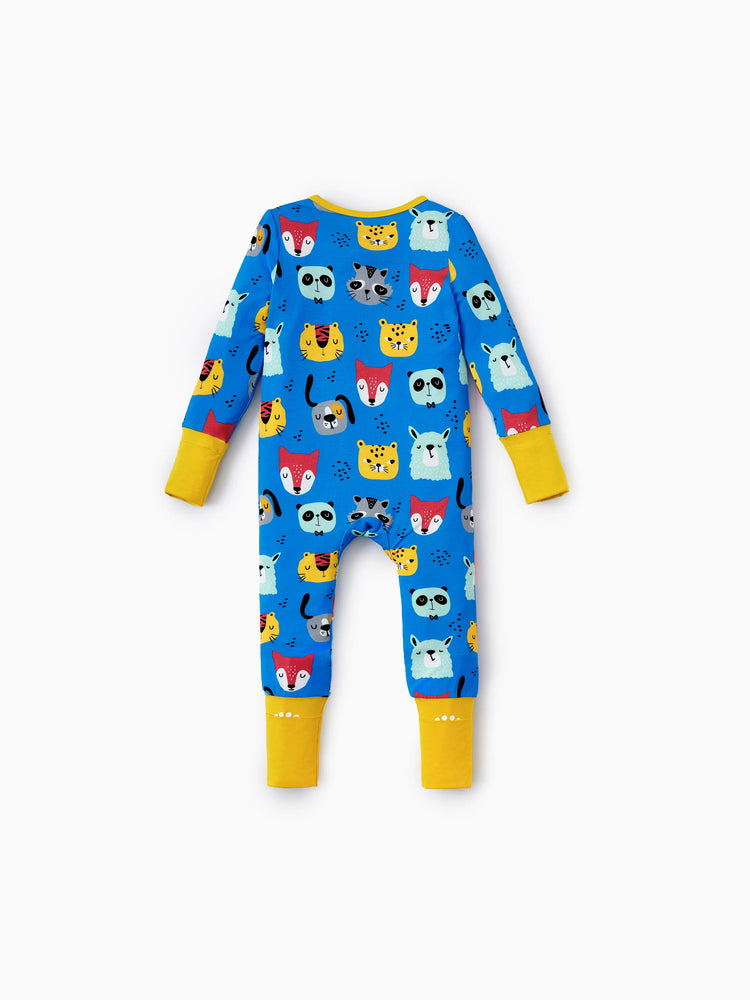 Bamboo Baby Boy/Girl 2-Pack Natural Animal or Plant Long Sleeve Romper 2-Way Zip Anti Slip Footie Yellow