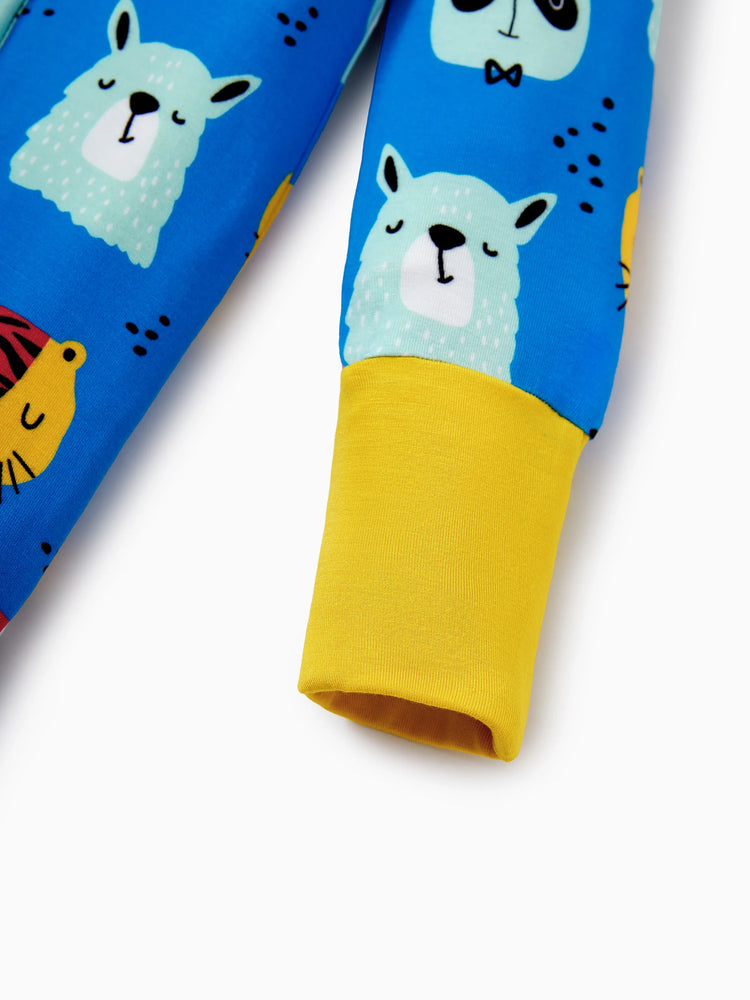 Bamboo Baby Boy/Girl 2-Pack Natural Animal or Plant Long Sleeve Romper 2-Way Zip Anti Slip Footie Yellow