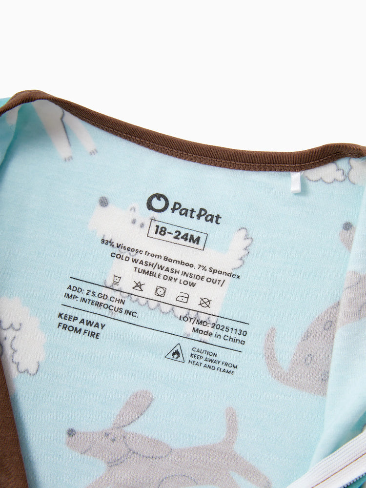 Bamboo Baby Boy/Girl 2-Pack Natural Animal or Plant Long Sleeve Romper 2-Way Zip Anti Slip Footie Brown