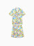 Daddy & Son Bamboo Pajamas Soft Bamboo Viscose PJs for Men Women Kids Toddler, Fun Food & Fruit Print Short-sleeve Sleepwear Blue