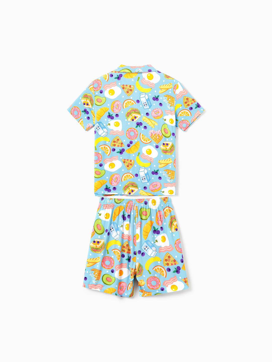 Mommy & me Bamboo Pajamas Soft Bamboo Viscose PJs for Men Women Kids Toddler, Fun Food & Fruit Print Short-sleeve Sleepwear Blue