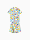Mommy & me Bamboo Pajamas Soft Bamboo Viscose PJs for Men Women Kids Toddler, Fun Food & Fruit Print Short-sleeve Sleepwear Blue