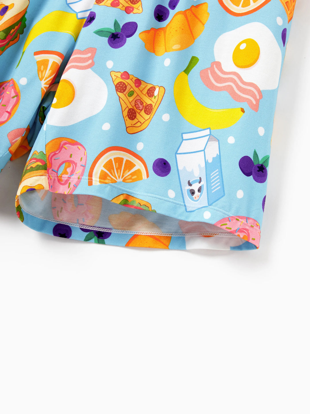 Mommy & me Bamboo Pajamas Soft Bamboo Viscose PJs for Men Women Kids Toddler, Fun Food & Fruit Print Short-sleeve Sleepwear Blue