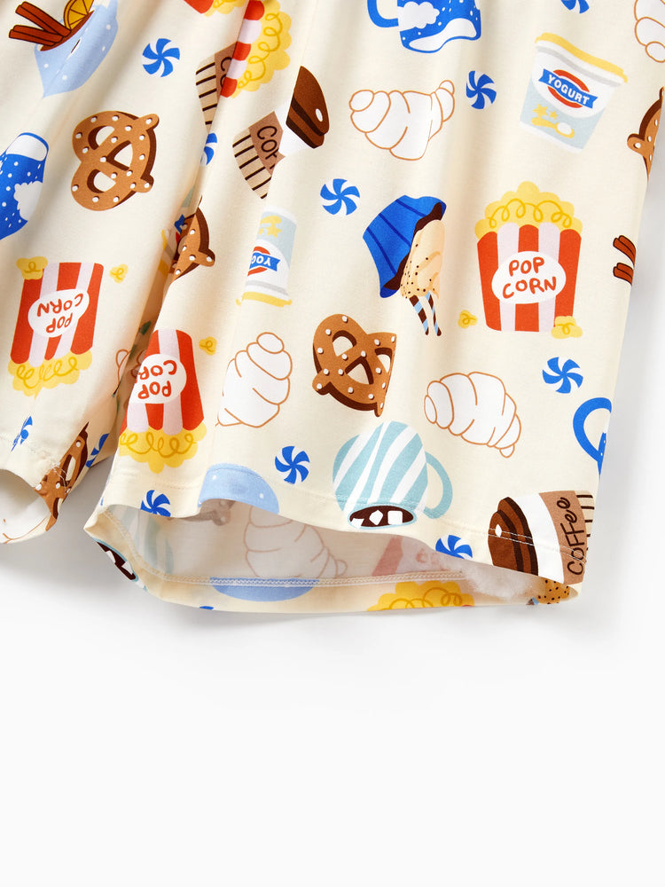 Mommy & me Bamboo Pajamas Buttery Soft Bamboo Viscose PJs for Men Women Kids Toddler Baby, Cozy Dessert Print Short-sleeve Sleepwear Blue