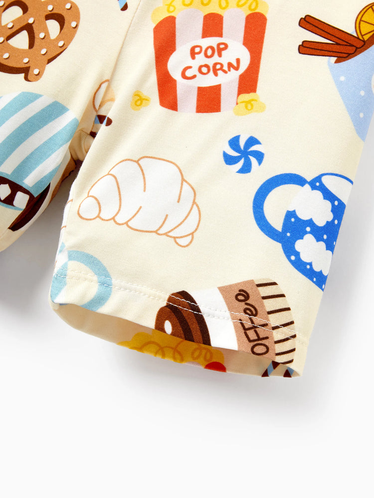 Mommy & me Bamboo Pajamas Buttery Soft Bamboo Viscose PJs for Men Women Kids Toddler Baby, Cozy Dessert Print Short-sleeve Sleepwear Blue