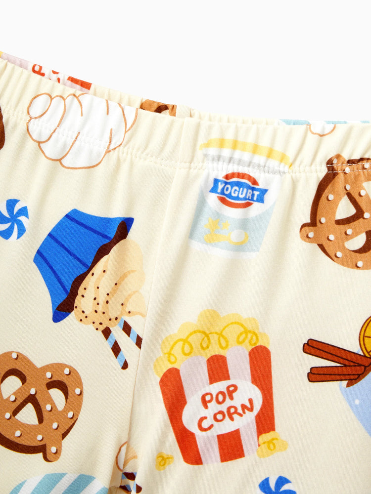 Mommy & me Bamboo Pajamas Buttery Soft Bamboo Viscose PJs for Men Women Kids Toddler Baby, Cozy Dessert Print Short-sleeve Sleepwear Blue