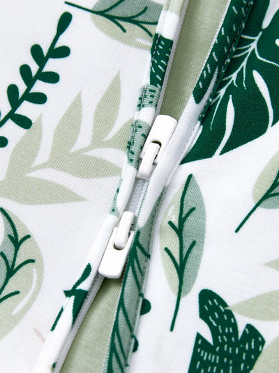 Bamboo Baby Boy/Girl 2-Pack Natural Animal or Plant Long Sleeve Romper 2-Way Zip Anti Slip Footie Green