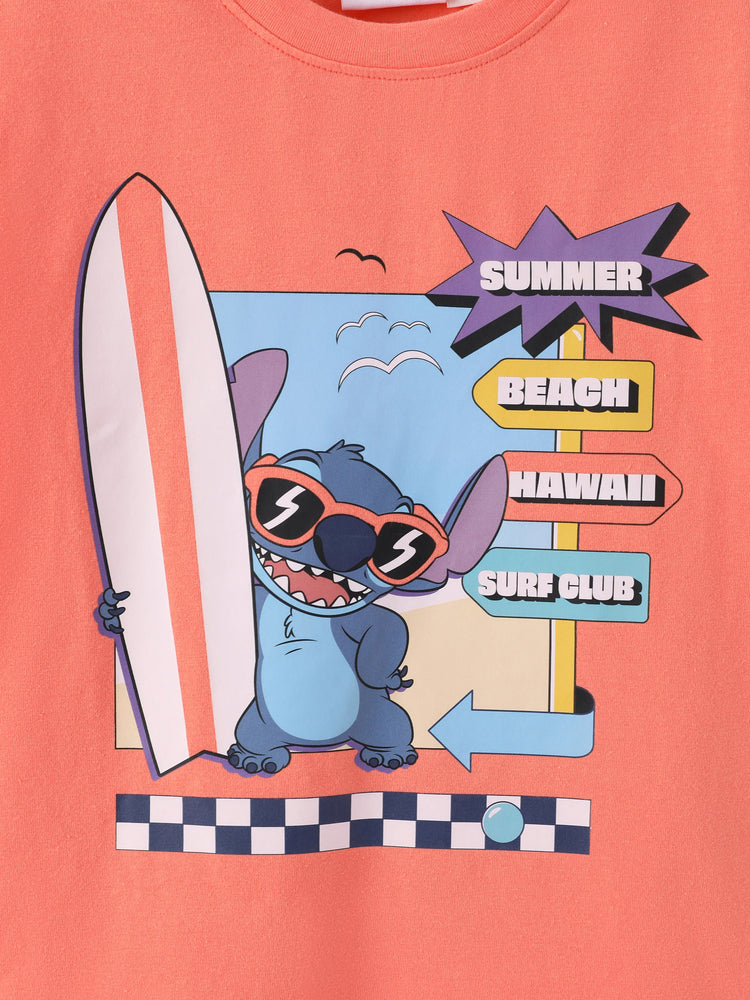 Disney Stitch Matching Family Tropical Floral Sporty Dress/ Cotton Top Multi-color