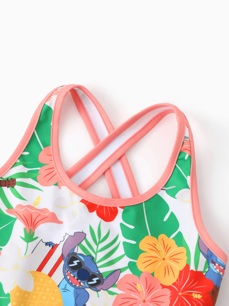 Disney Stitch Matching Family Tropical Floral Sporty Dress/ Cotton Top Multi-color