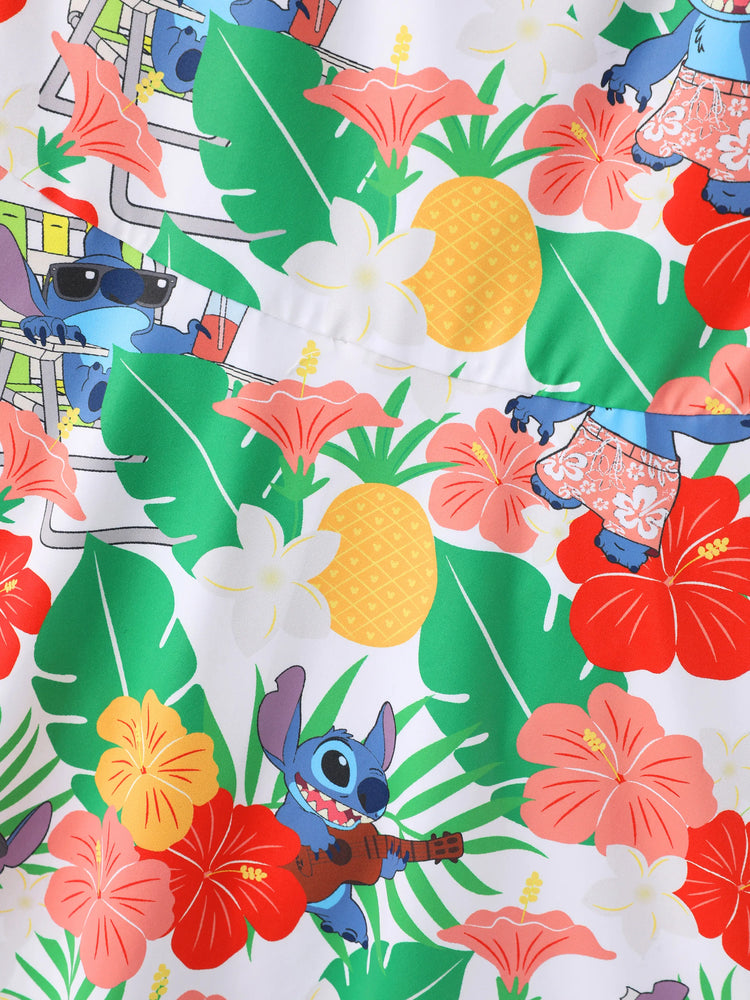 Disney Stitch Matching Family Tropical Floral Sporty Dress/ Cotton Top Multi-color