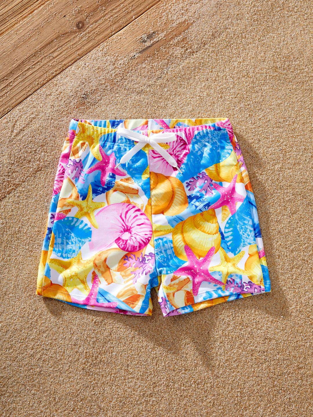 Toddler Boy Seashell & Starfish Print Swim Trunks Set Multi-color