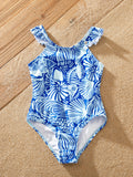 Toddler Girl Shell Print Swimwear Floral two-piece Bikini for girls, Perfect for Beach Days & Pool Parties Blue