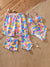 Trajes de Baño Familiares a Juego con Estampado de Conchas y Estrellas de Mar Traje de Una Pieza Fruncido y Bañador Multicolor
