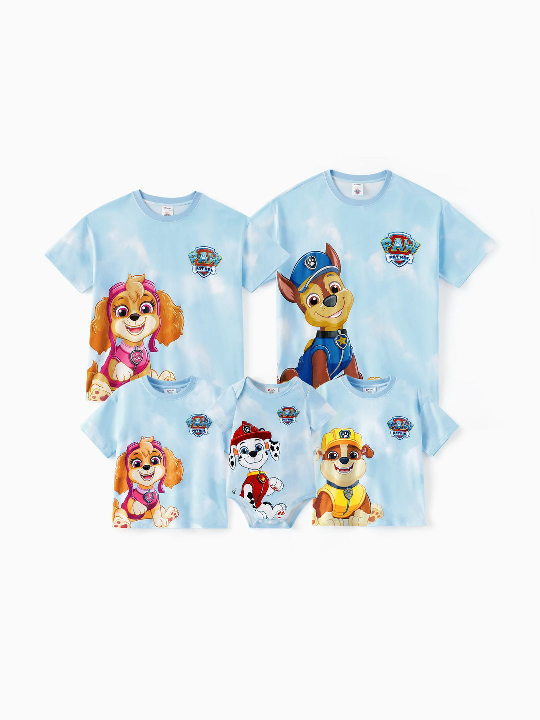 PAW Patrol Familien-Matching Casual T-Shirt mit Batik-Print – Mehrfarbig