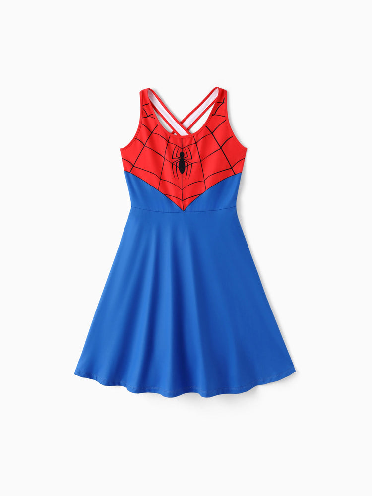 Marvel Family Matching Outfit Spider-Man Cosplay Costume Top/Sleeveless Dress Set Multi-color