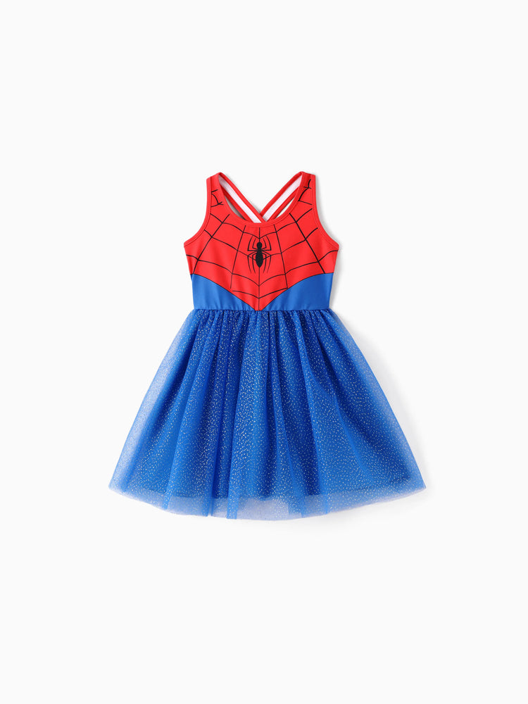 Marvel Family Matching Outfit Spider-Man Cosplay Costume Top/Sleeveless Dress Set Multi-color