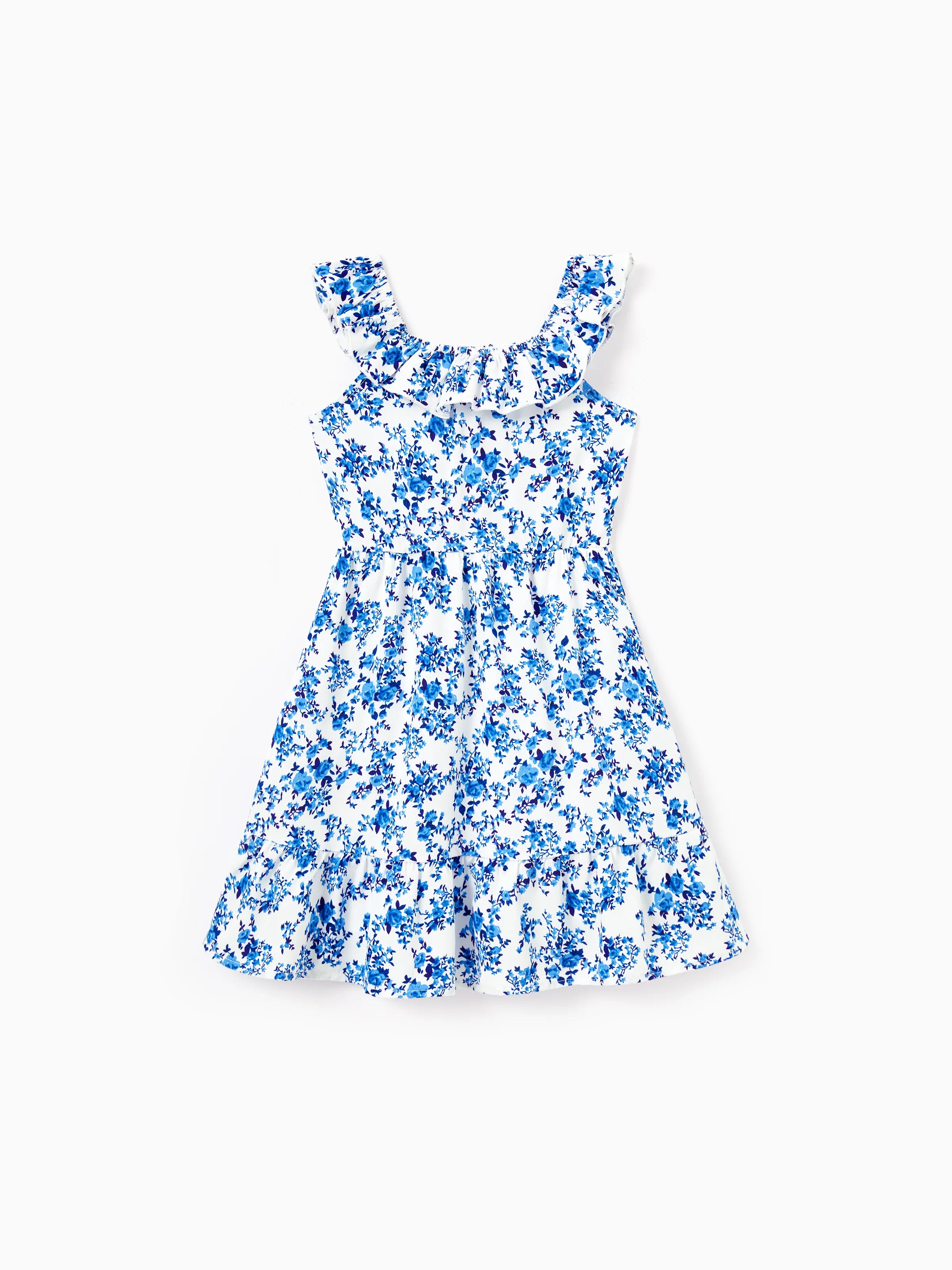 Toddler/Kid Girl Outfits Blue Floral Print Dress, Summer Beach Vacatio - PatPat Toddler/Kid Girl Outfits Blue Floral Print Dress, Summer Beach Vacatio - PatPat