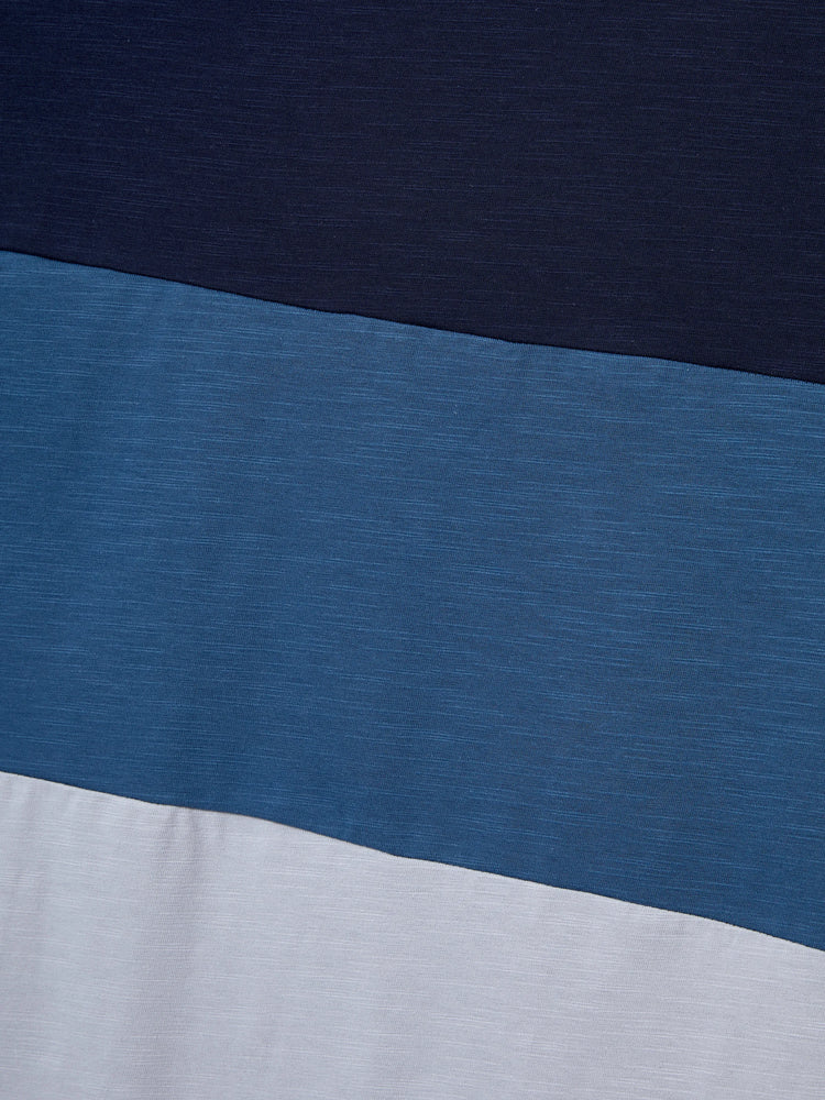 Family Matching Outfits Blue Floral Print Dress & Color Block Tee Set, Mommy Daddy and Me Summer Beach Vacation Coordinates Blue