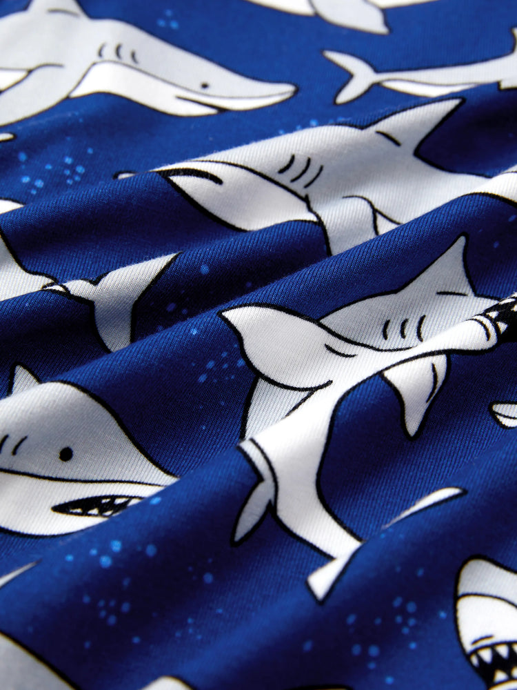 Bamboo Baby Boy/Girl Cartoon Printed 2-Way Zip Onesies Anti Slip Long-sleeve Footie Deep Blue