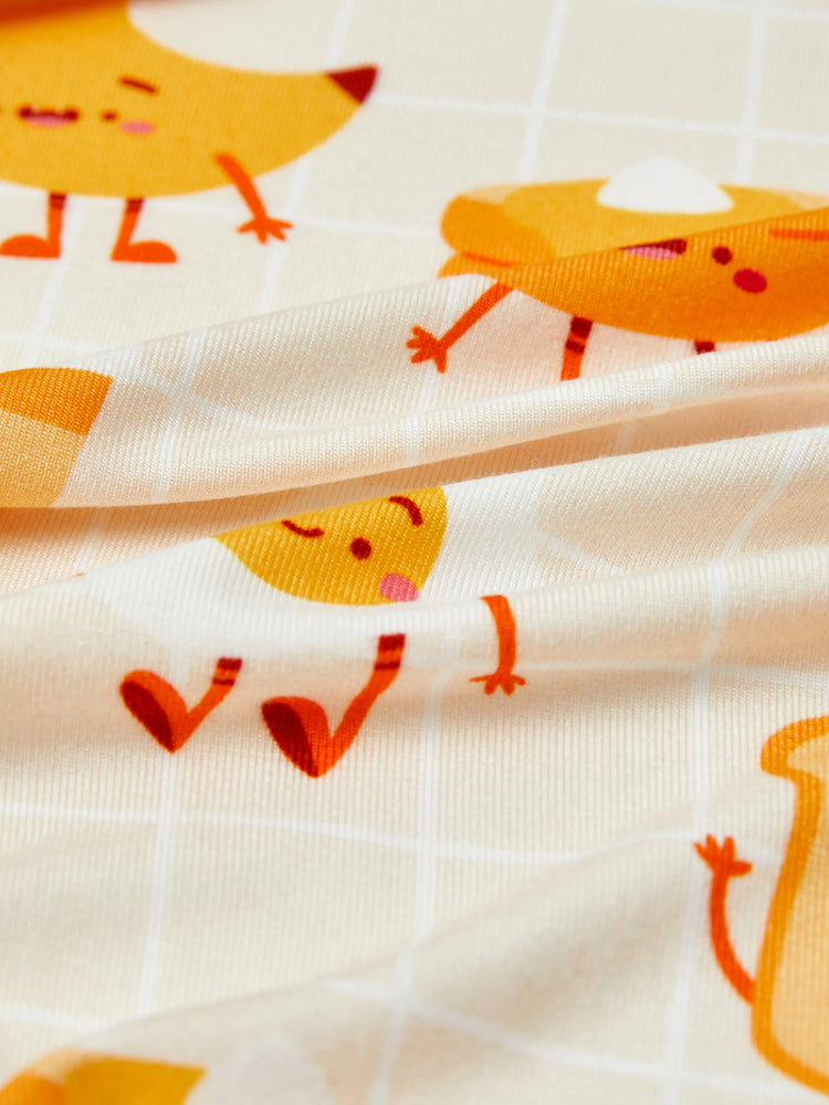 Bamboo Baby Boy/Girl Cartoon Printed 2-Way Zip Onesies Anti Slip Long-sleeve Footie Pale Yellow