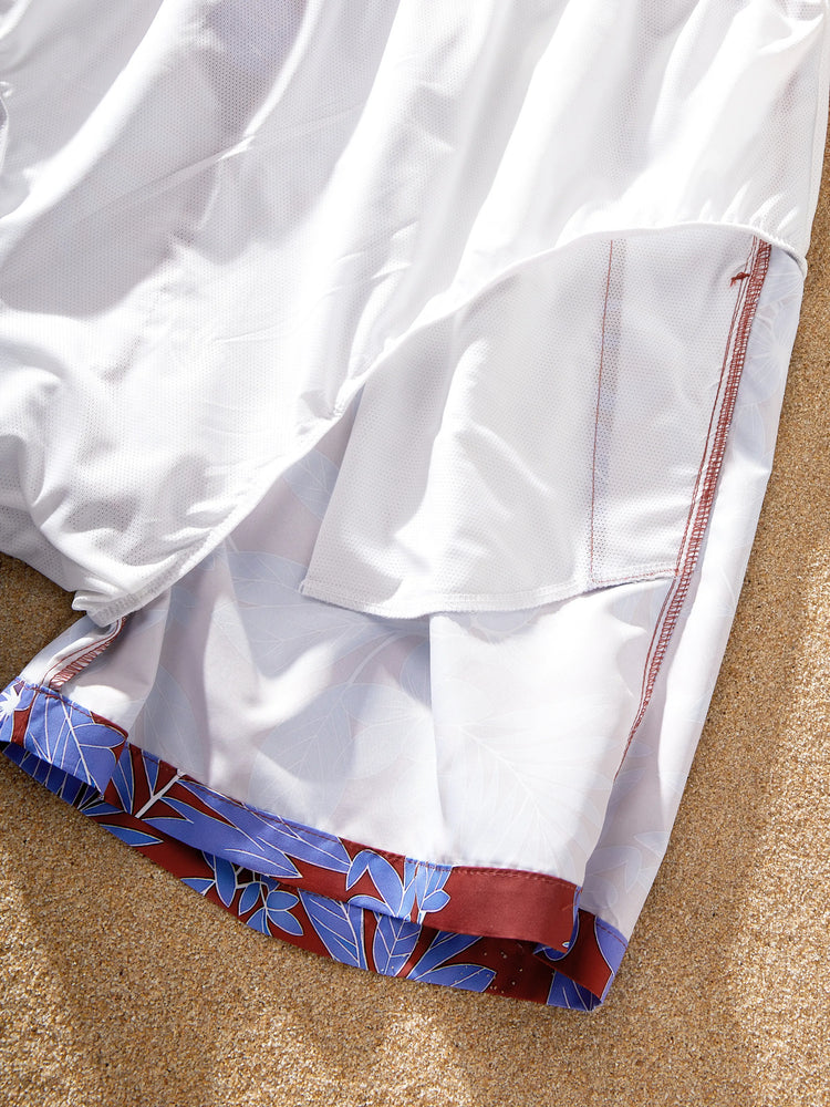 Family Matching Tropical Leaf Print Swimsuits Cutout One-Piece & Swim Trunks Set Multi-color