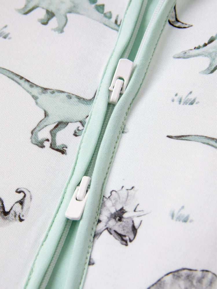 Bamboo Baby Boy/Girl 2-Pack Cute Animal Long Sleeve Romper 2-Way Zip Anti Slip Footie Pale Green