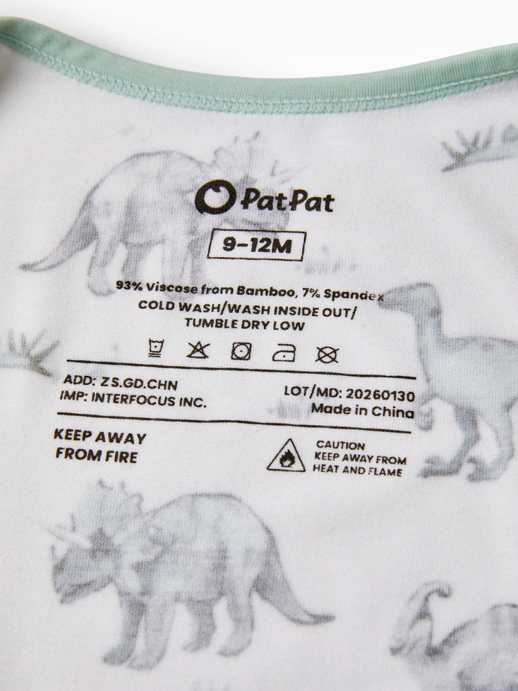 Bamboo Baby Boy/Girl 2-Pack Cute Animal Long Sleeve Romper 2-Way Zip Anti Slip Footie Pale Green