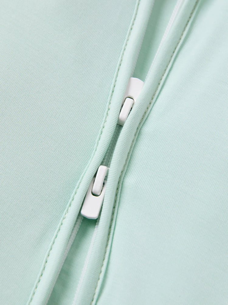 Bamboo Baby Boy/Girl 2-Pack Cute Animal Long Sleeve Romper 2-Way Zip Anti Slip Footie Pale Green