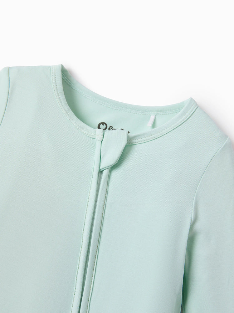 Bamboo Baby Boy/Girl 2-Pack Cute Animal Long Sleeve Romper 2-Way Zip Anti Slip Footie Pale Green