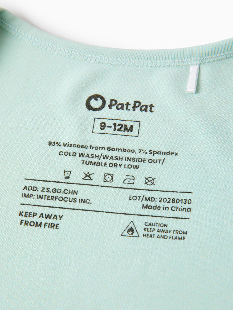 Bamboo Baby Boy/Girl 2-Pack Cute Animal Long Sleeve Romper 2-Way Zip Anti Slip Footie Pale Green