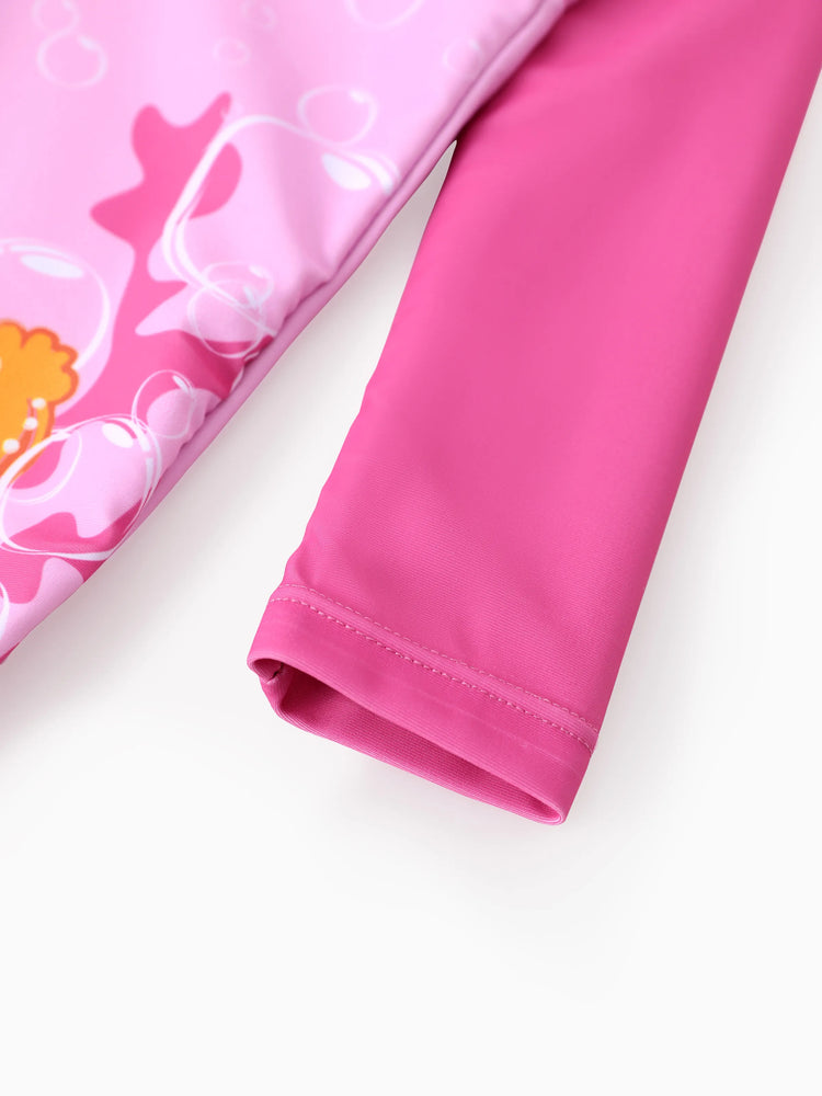 PAW Patrol Toddler Girl Skye UPF50+ Colorblock Swimsuit Hot Pink