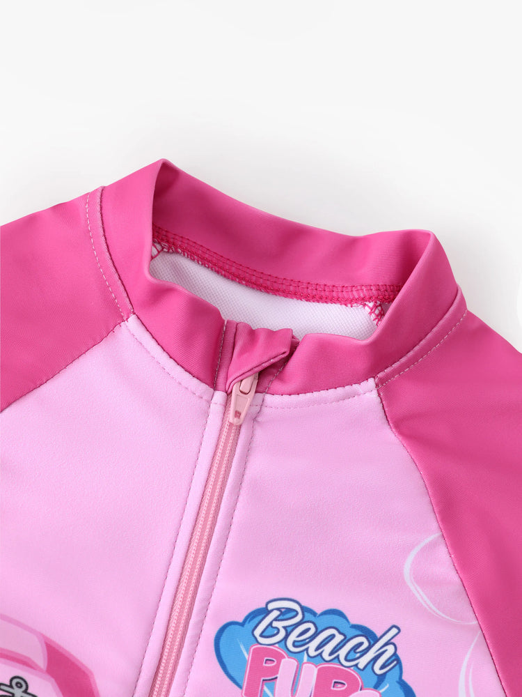 PAW Patrol Toddler Girl Skye UPF50+ Colorblock Swimsuit Hot Pink