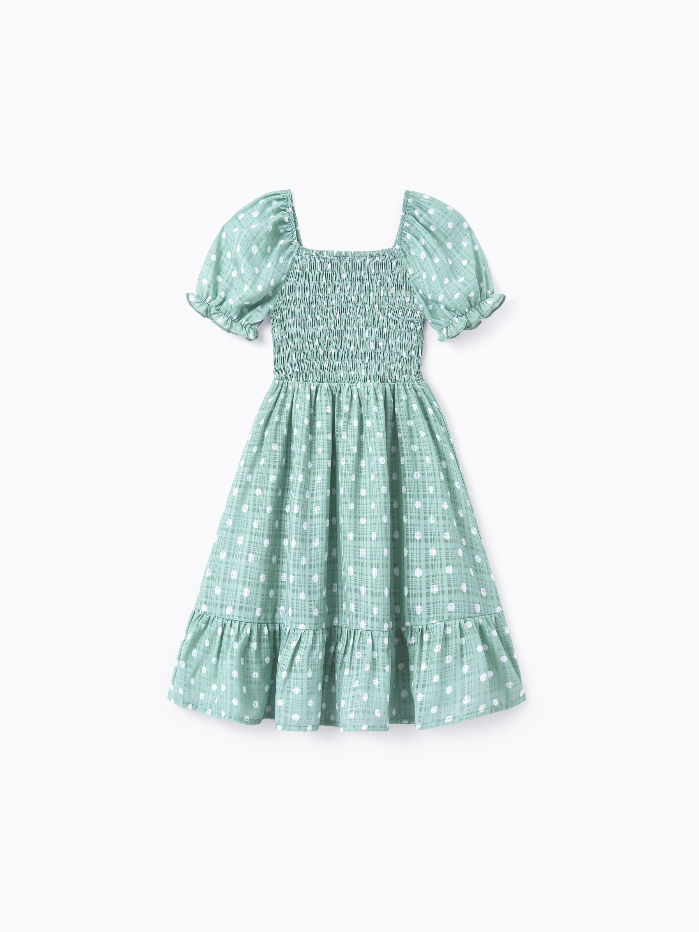 Family Matching T-Shirt & Dress Set Polka Dot Puff-sleeve Dress for Mom, Daughter & Baby, Color Block Cotton Tee for Dad & Son, Perfect for Family Family Matching T-Shirt & Dress Set Polka Dot Puff-sleeve Dress for Mom, Daughter & Baby, Color Block Cotton Tee for Dad & Son, Perfect for Family